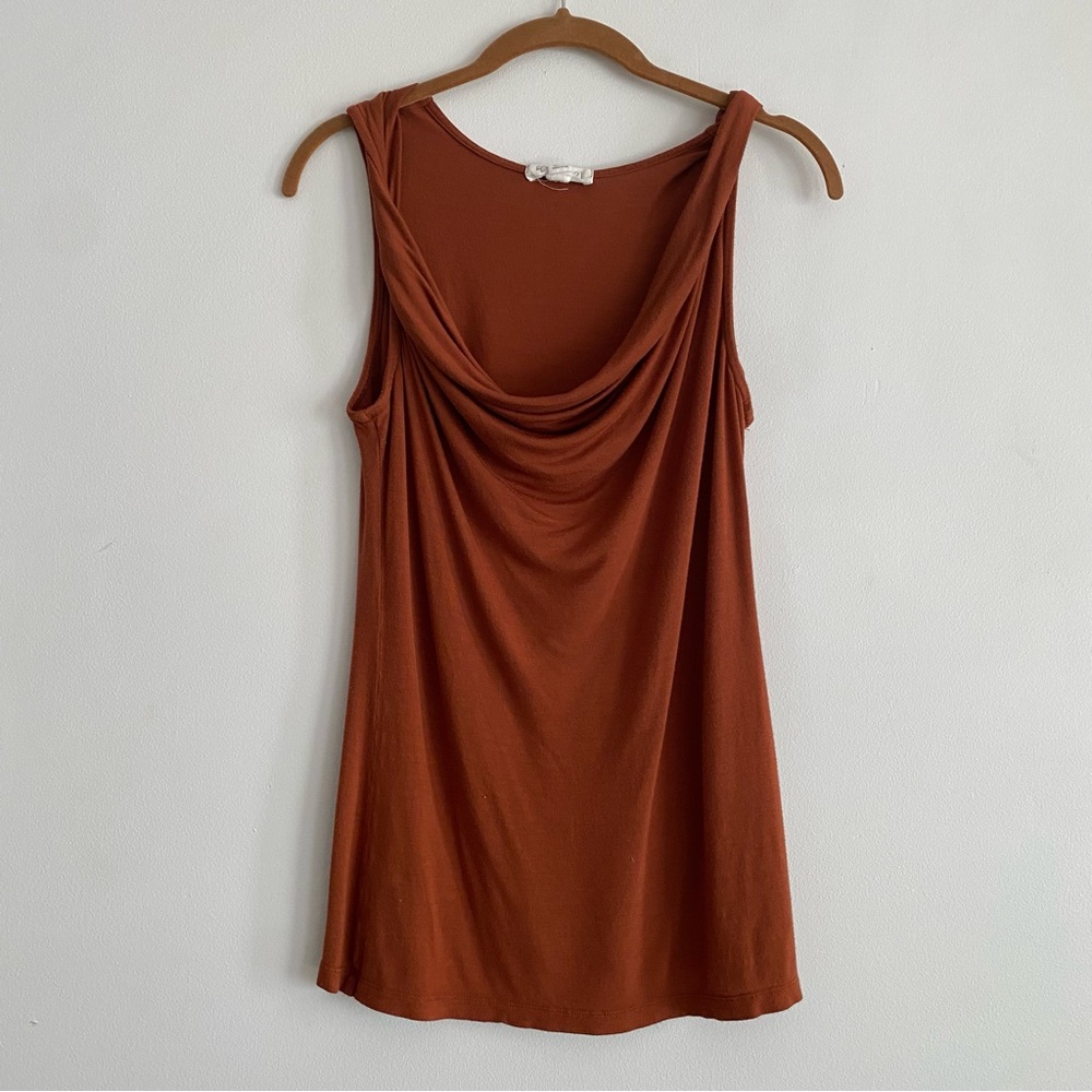 Forever 21 Copper Top Draped Cowl Neckline Sz S 100% Rayon Sleeveless Tunic